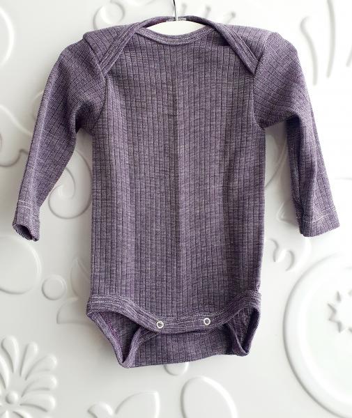 Cosilana Body Langarm Baumwolle-Wolle/Seide UNI-PFLAUME (Dunkelviolett)-MELIERT (Lila)